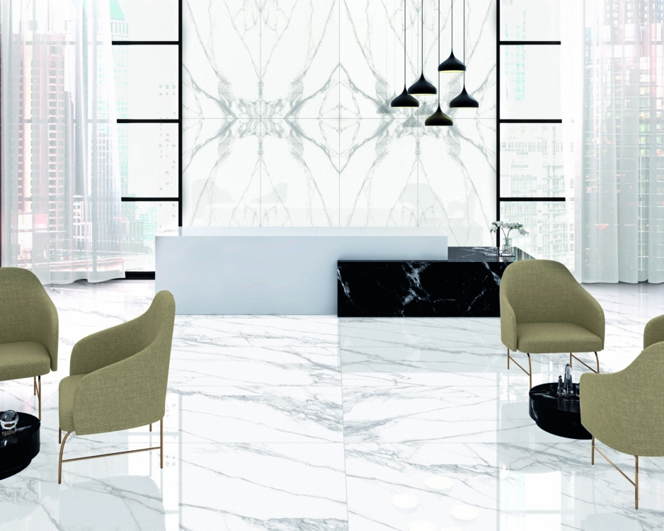 Carrelage blanc grand format