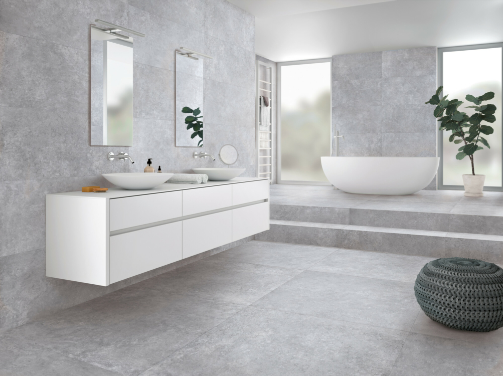 Salle de bain béton ciré gris