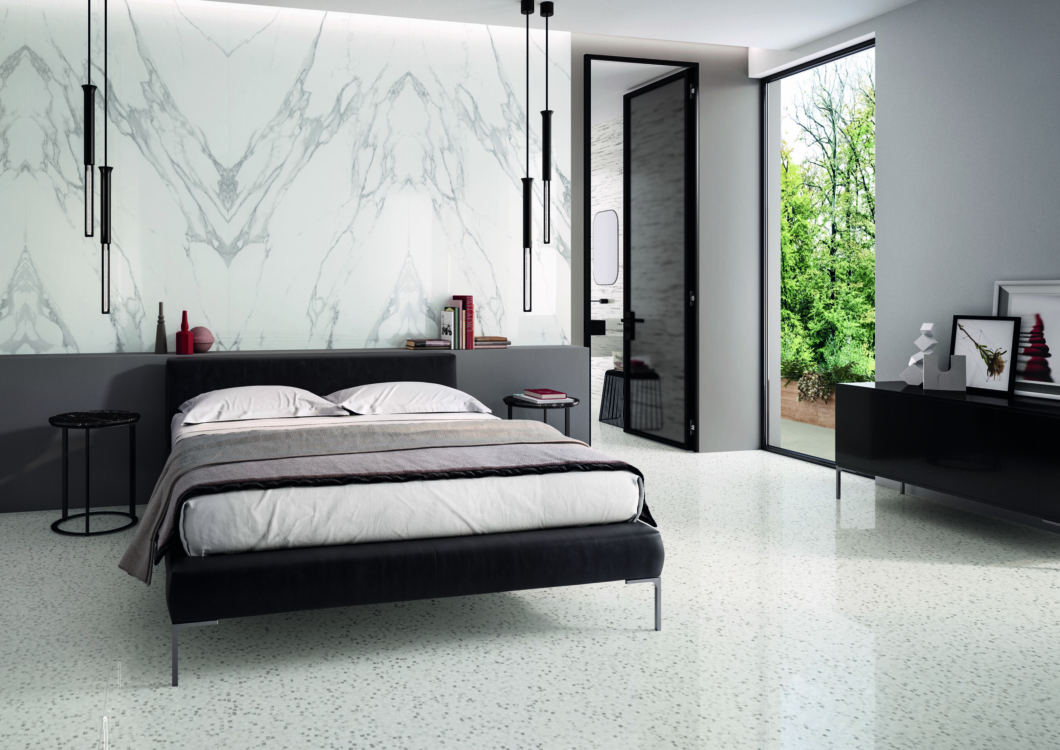 Chambre carrelage grand format