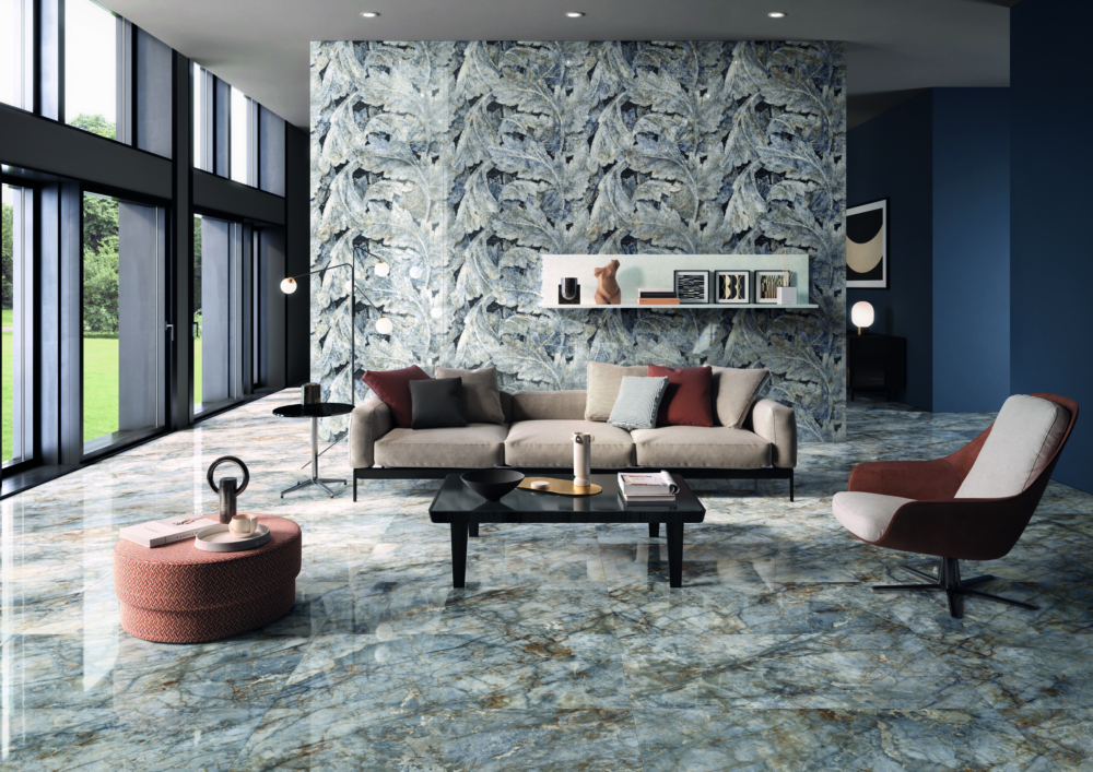 TDMR BluAnde 60x120 Acanto 60x120 Amb Living Séjour effet marbre gris