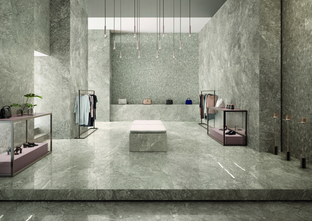 Tdm Breccia 120x278 Mosaico Losanghe XL Amb. Negozio dressing effet marbre