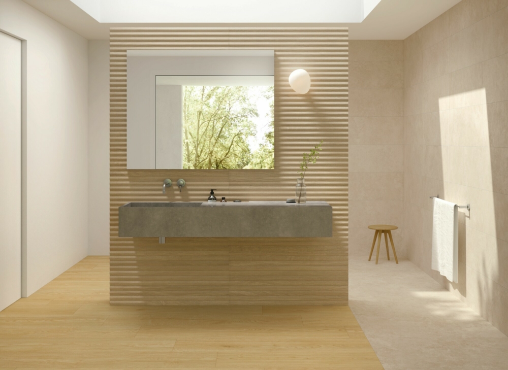 Salle de bain avec béton ciré