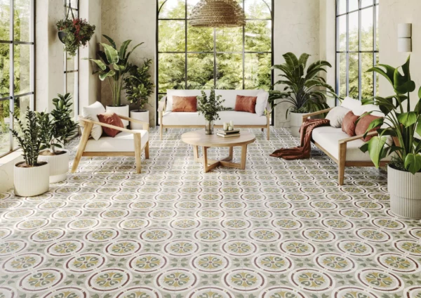 carreaux de ciment effet vintage taupe