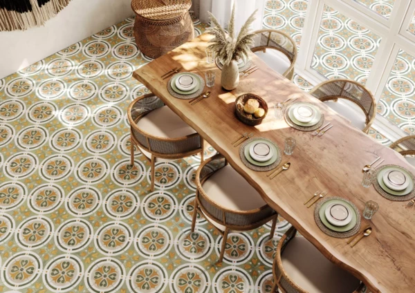 Carreaux de ciment vintage vert