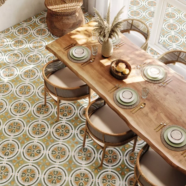 Carreaux de ciment vintage vert